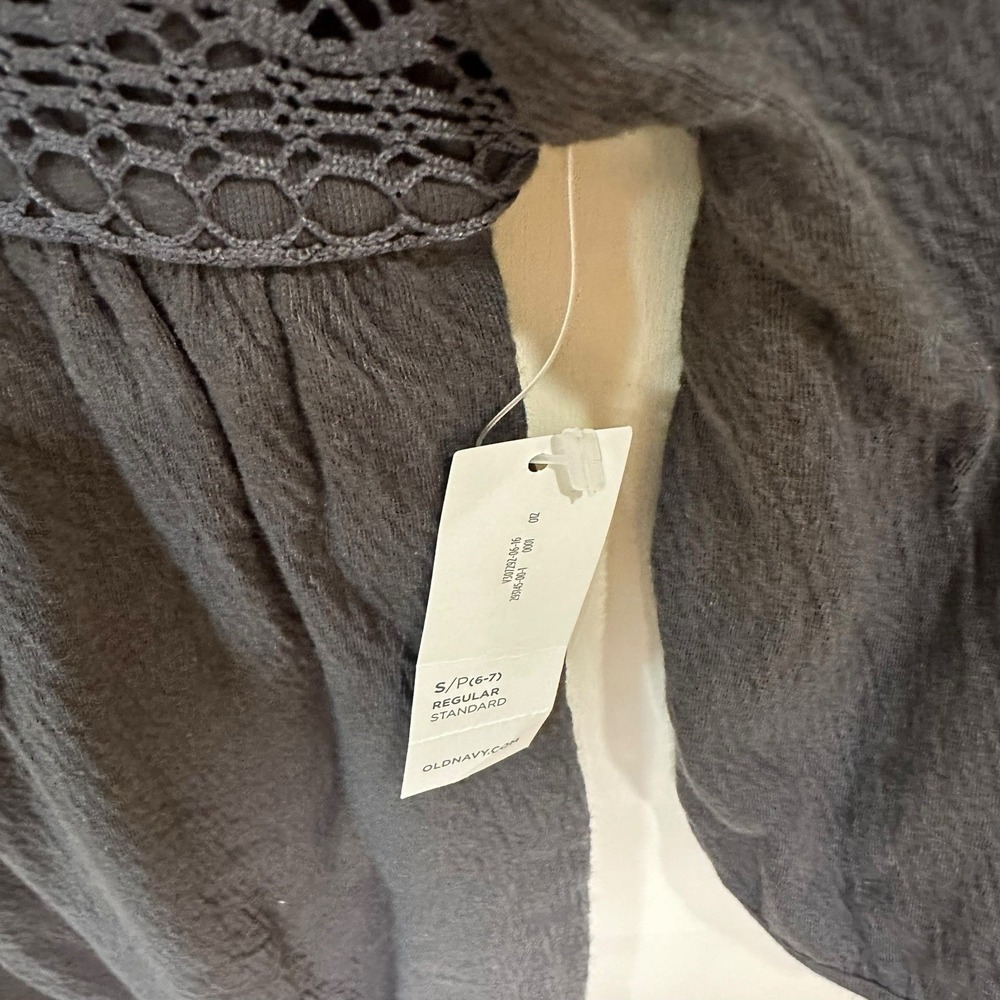 Old Navy- Girl's Charcoal Grey 3/4 Sleeve Dress- Small 6-7 NWT. school Clothes - Picture 4 of 4